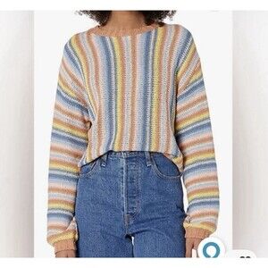 Billabong Seeing Double Relaxed Fit Knit Colorful Crewneck Sweater size small S